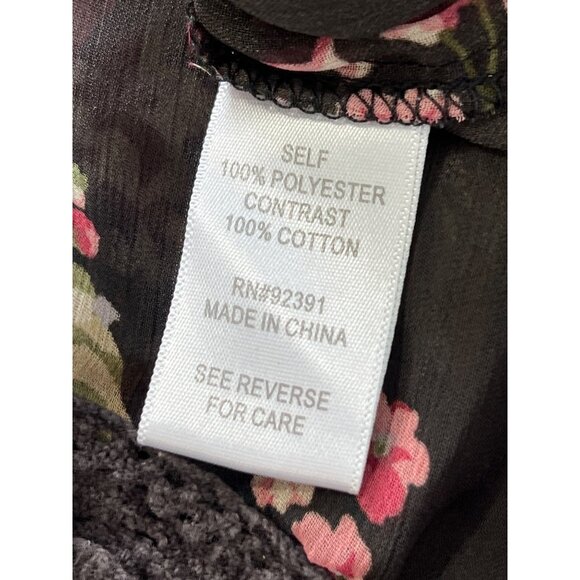 Mason + Mackenzie Kimono Size Small Floral Sheer Open Front Cardigan Black Pink - Picture 4 of 7